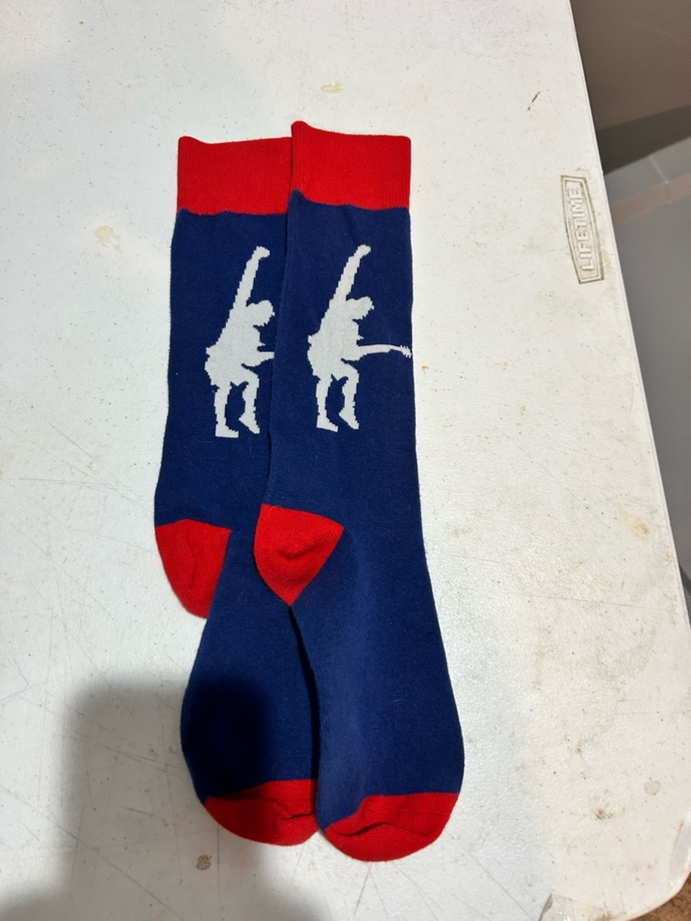 Blue and Red Guitar-Player Crew Socks - Men